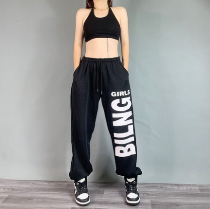 2021 Bling Hip hop Style Sweatpants White Black 1
