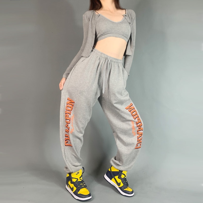 2021 Champion Hip hop Style Sweatpants Grey 1
