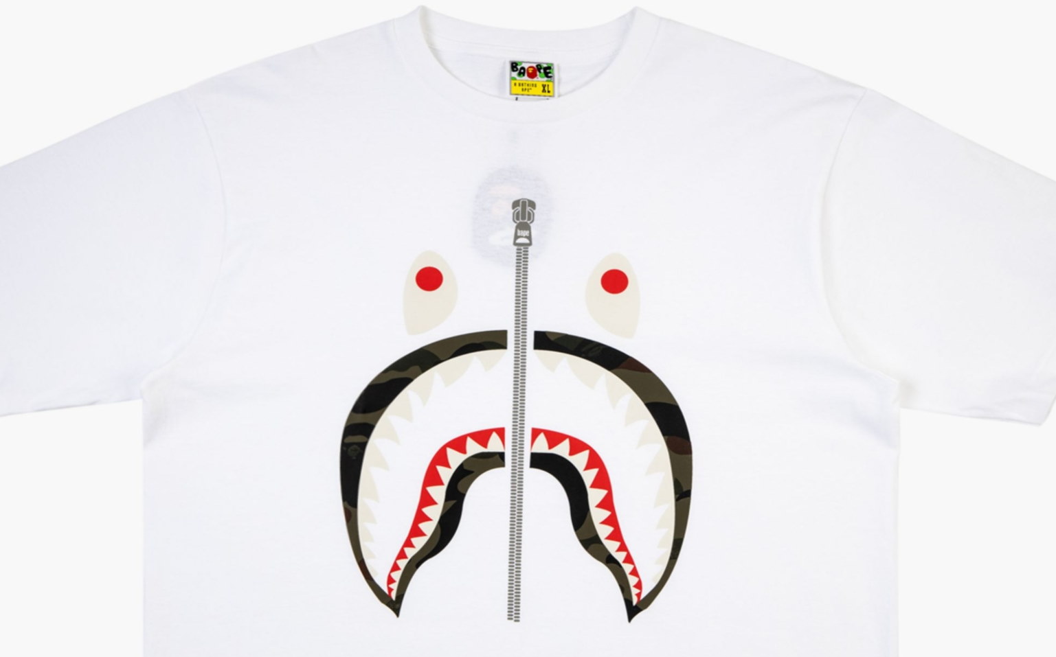 Футболка A Bathing Ape Reflector 1st Camo Shark Tee White