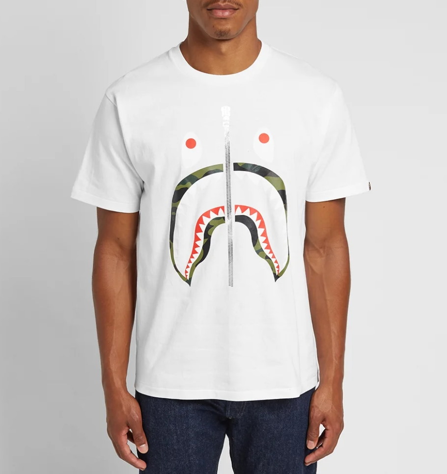 Футболка A Bathing Ape Reflector 1st Camo Shark Tee White