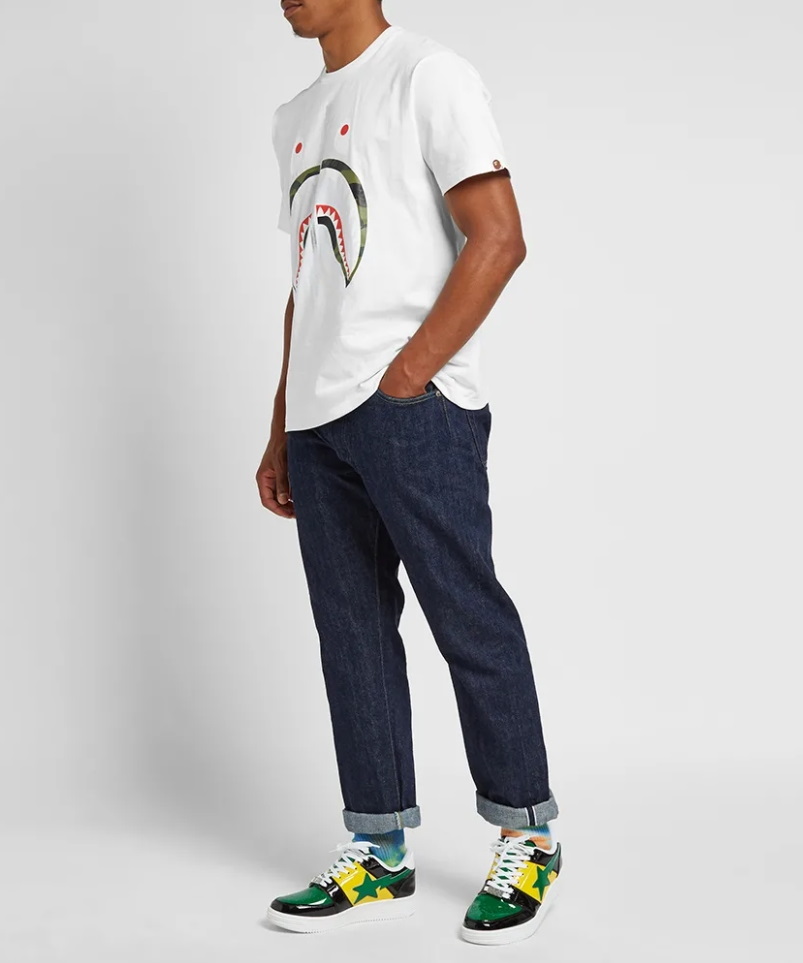 Футболка A Bathing Ape Reflector 1st Camo Shark Tee White