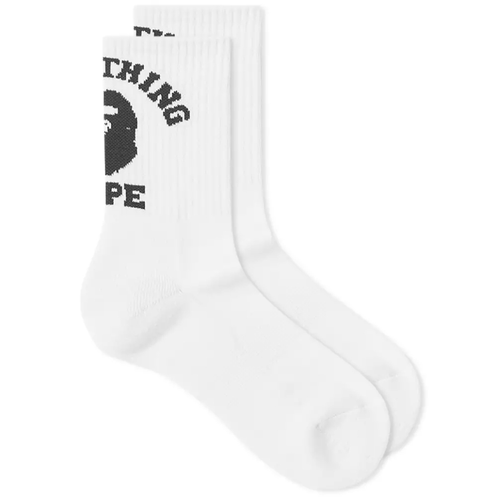 BAPE College Socks White Black 1