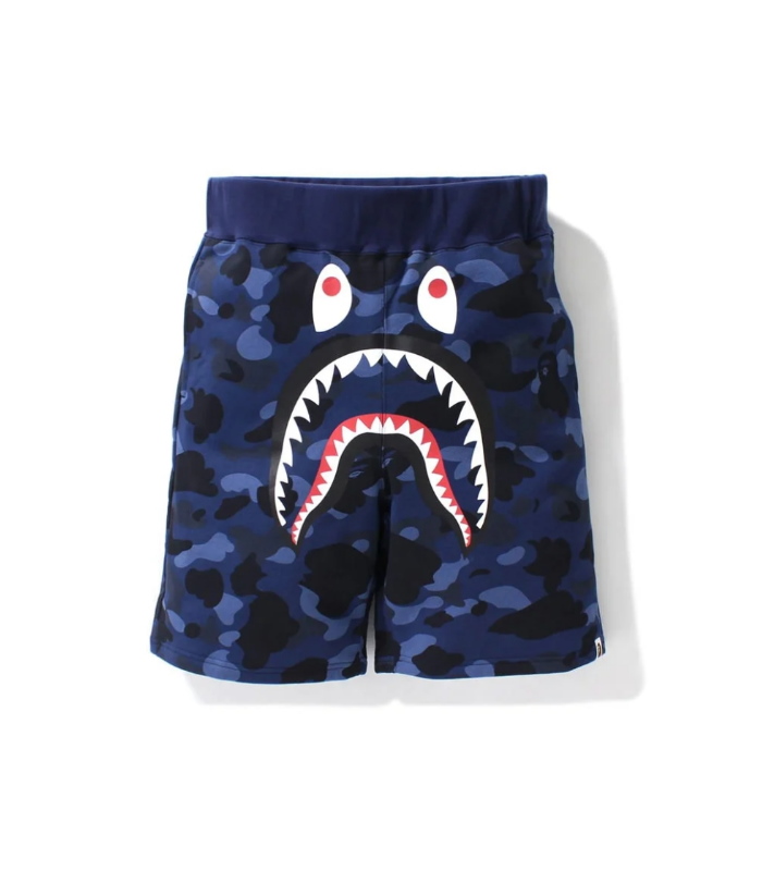 BAPE Color Camo Shark Sweat Shorts Navy 1