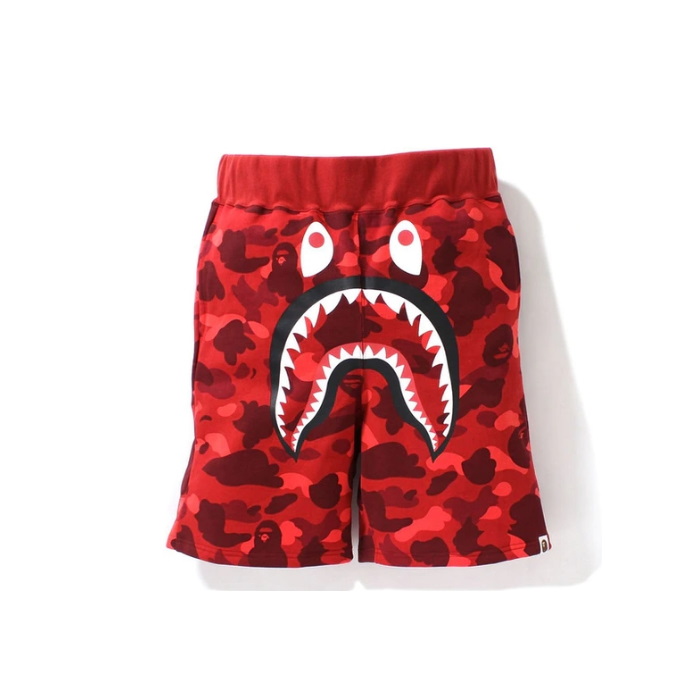 BAPE Color Camo Shark Sweat Shorts Red 1