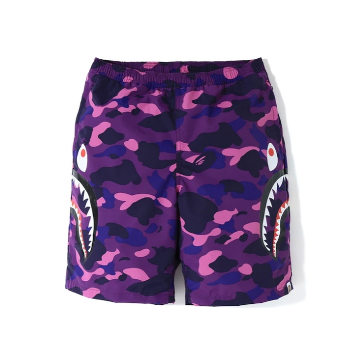 BAPE Color Camo Side Shark Beach Shorts Purple 1
