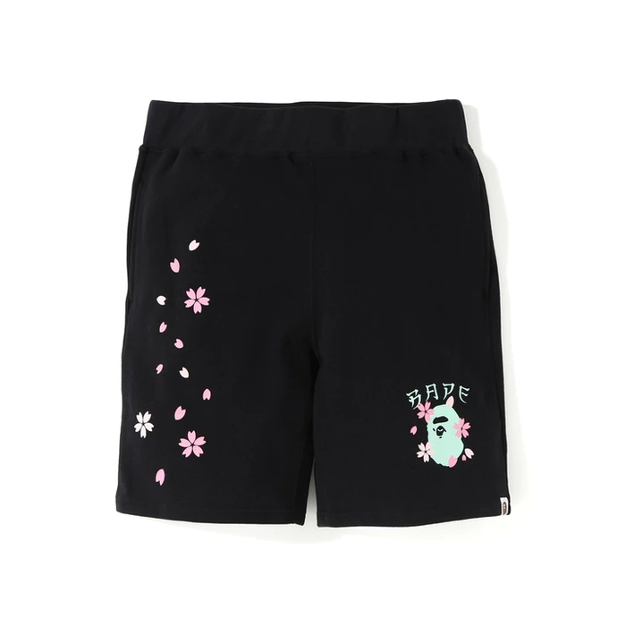 BAPE Sakura Sweat Shorts Black 1