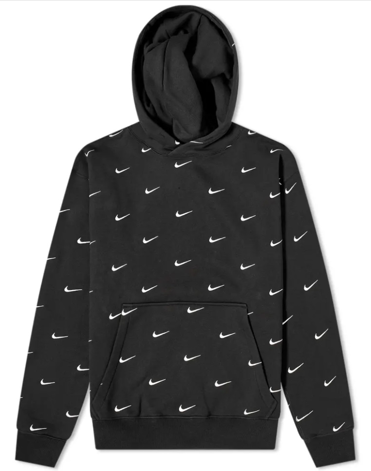 Nike All Over Swoosh Logo Hoodie Black 1