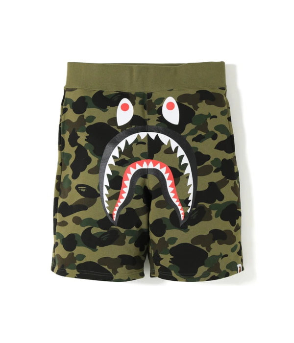 BAPE 1st Camo Shark Sweat Shorts Green 1
