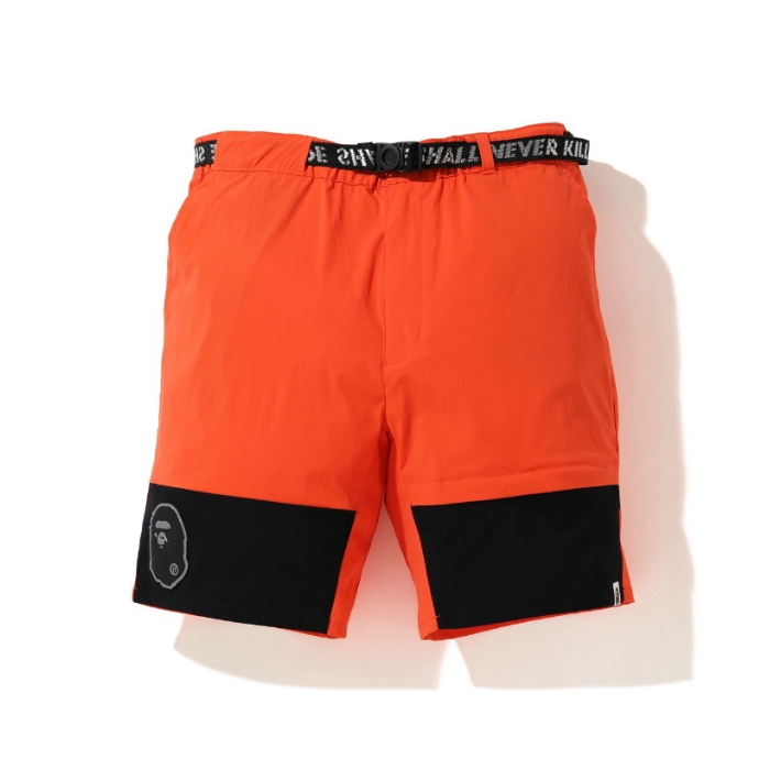 BAPE Color Block Nylon Belt Shorts Orange 1