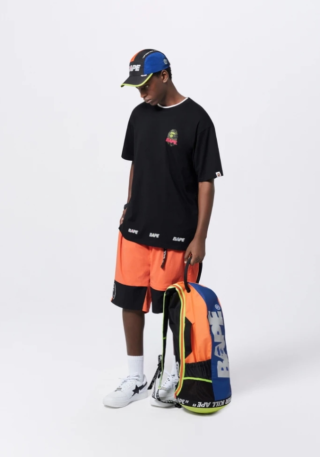 Спортивные шорты BAPE Color Block Nylon Belt Shorts Orange