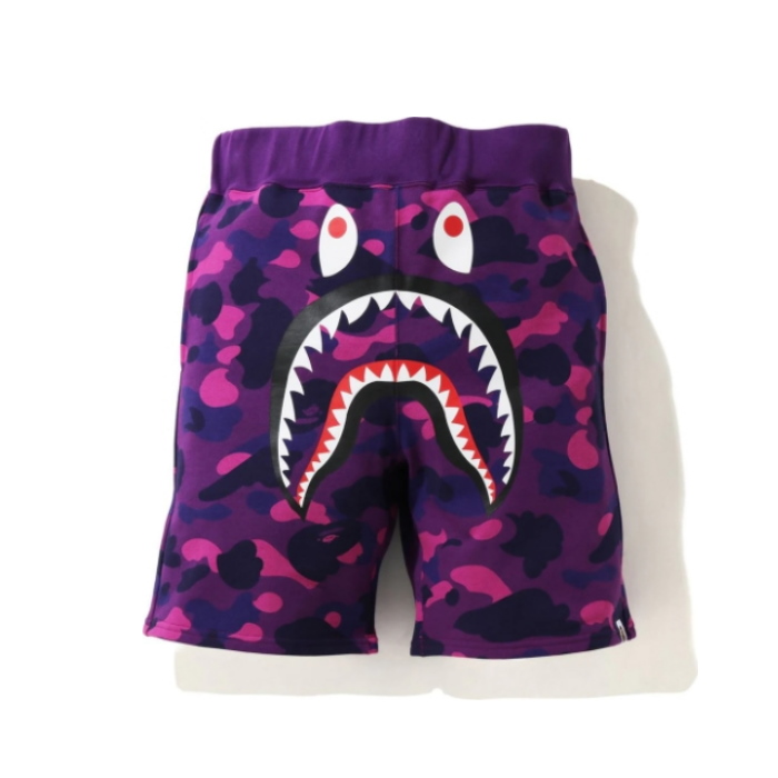 BAPE Color Camo Shark Sweat Shorts SS21 Purple 1