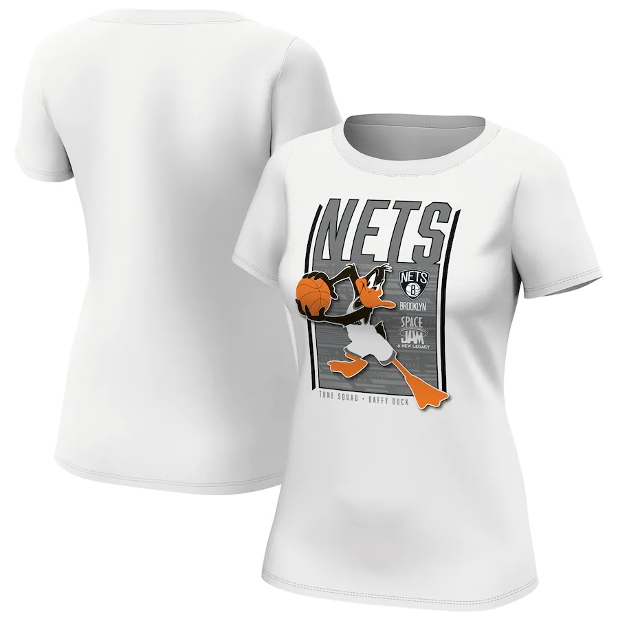 Brooklyn Nets Fanatics Branded Space Jam Tune Squad Daffy Duck T Shirt Womens 1