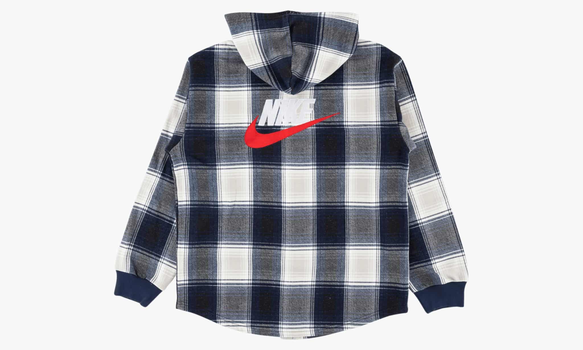 Supreme x Nike Plaid Hooded Sweatshirt Navy