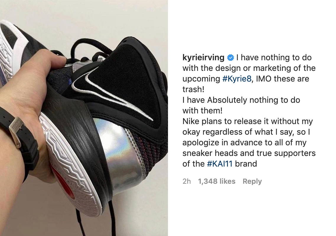 Кайри Ирвинг назвал Nike Kyrie 8 «мусором» и заявил, что к дизайну и продвижению этих кроссовок он не имеет никакого отношения