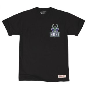 Mitchell Ness Milwaukee Bucks Retro Repeat Logo NBA T Shirt