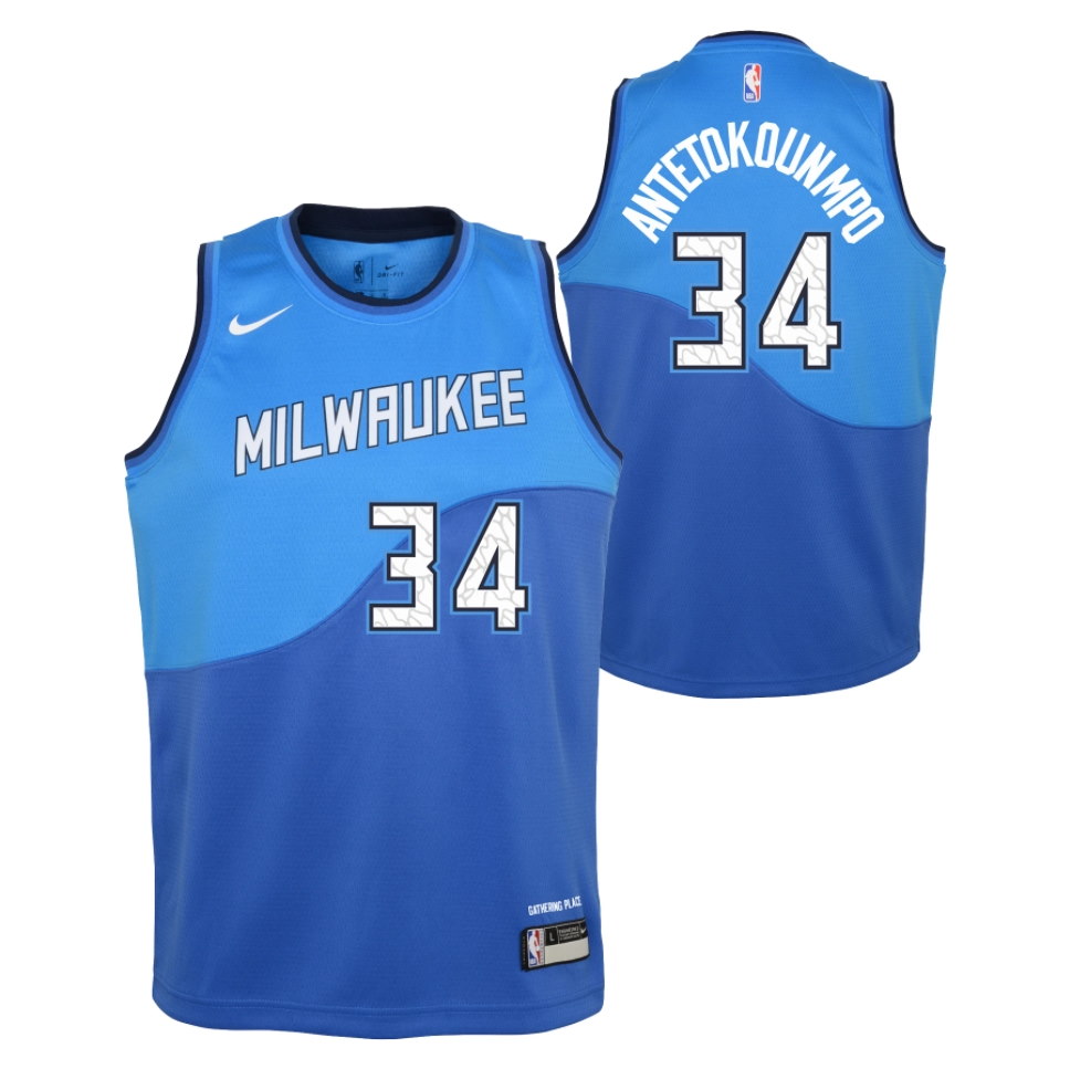 Nike Giannis Antetokounmpo Milwaukee Bucks City Edition Youth NBA Swingman Jersey