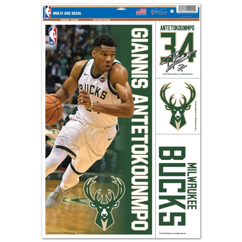 Wincraft Giannis Antetokounmpo Milwaukee Bucks Decal 11 x 17 Stickers