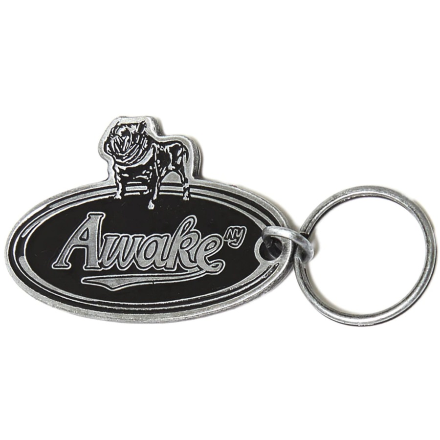Awake Bulldog Metal Keychain Black