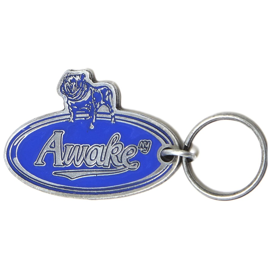 Awake Bulldog Metal Keychain Blue 1.1