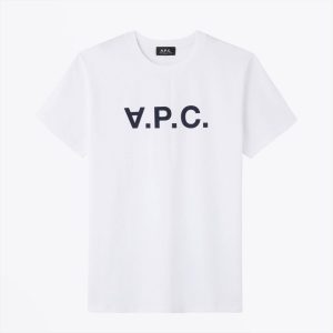 A.P.C. White VPC T shirt Dark Navy Blue