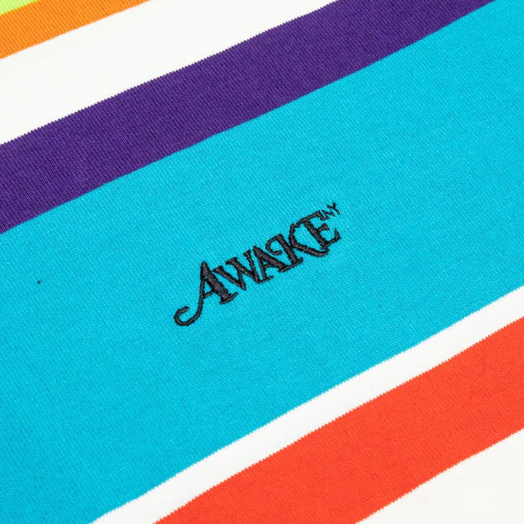 Футболка Awake Embroidered Logo Engineered Stripe L/S T-shirt Lime
