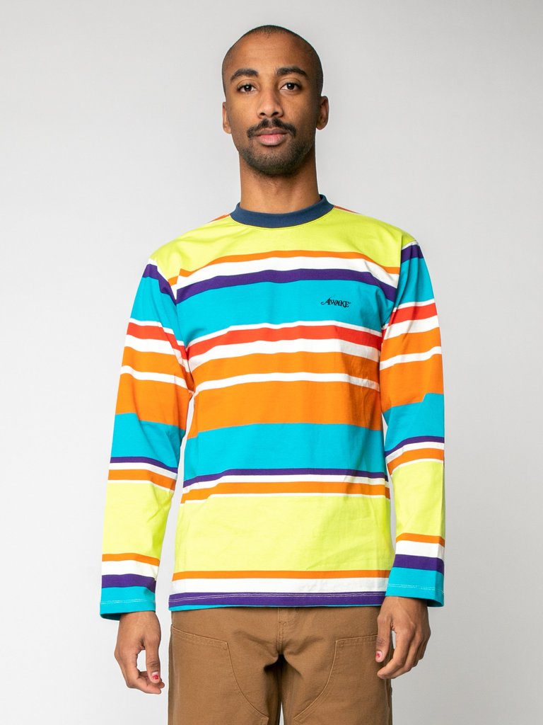 Футболка Awake Embroidered Logo Engineered Stripe L/S T-shirt Lime