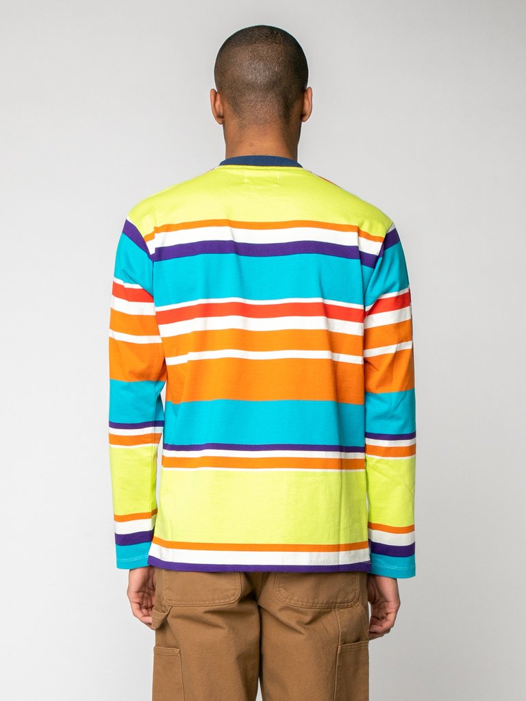 Футболка Awake Embroidered Logo Engineered Stripe L/S T-shirt Lime