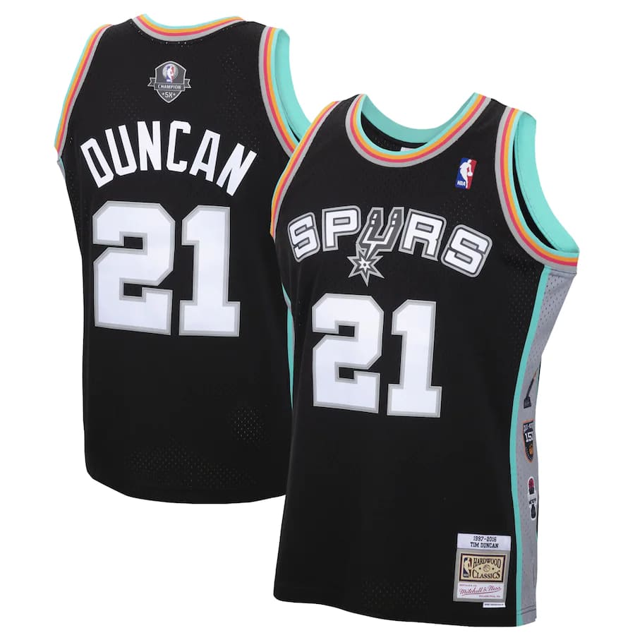 Mens Mitchell Ness Tim Duncan Black San Antonio Spurs Special Edition 2020 Hardwood Classics Swingman Jersey