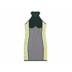adidas Ivy Park Knit Logo Dress Dark GreenGreen TintYellow Tint