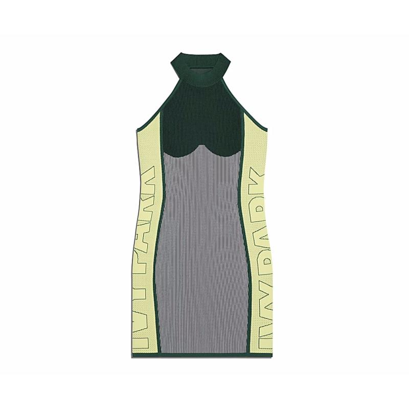 adidas Ivy Park Knit Logo Dress Plus Size Dark GreenBlackGreen TintYellow Tint