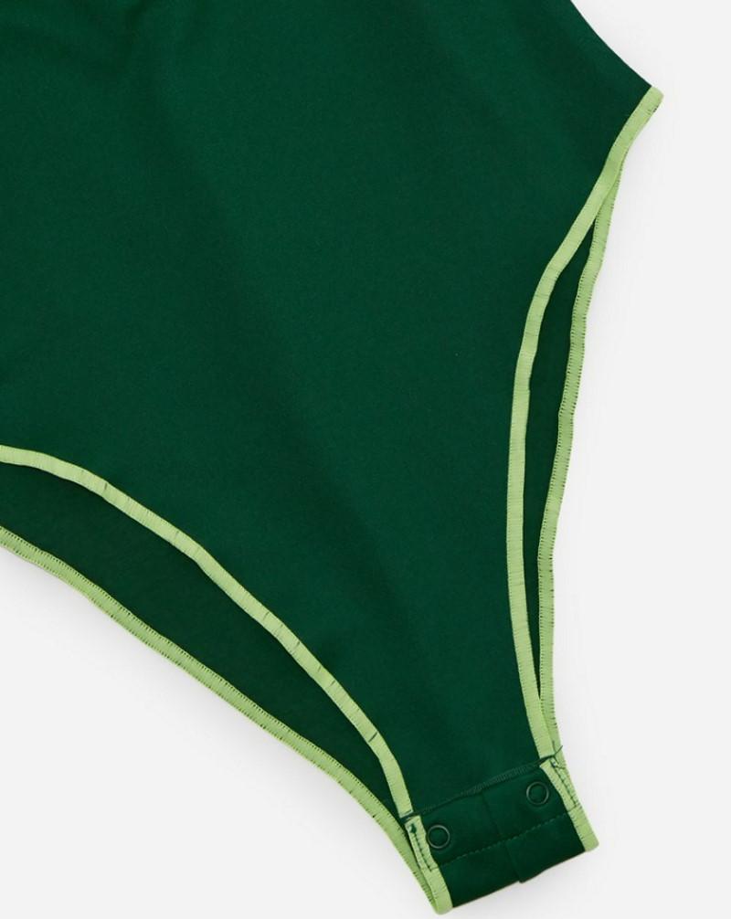 adidas Ivy Park Mesh Sleeve Bodysuit Plus Size Dark Green 3