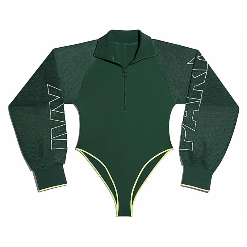 adidas Ivy Park Mesh Sleeve Bodysuit Plus Size Dark Green