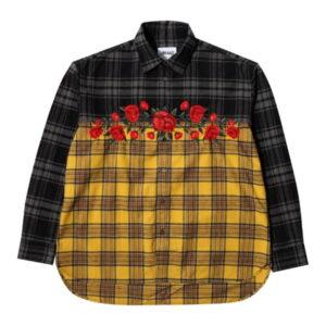 Awake Embroidered Rose Flannel Shirt Yellow