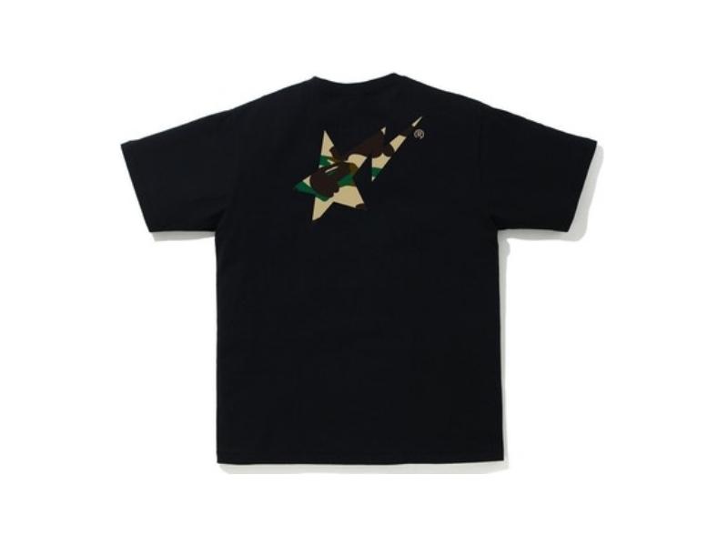 Футболка BAPE 1st Camo Bapesta Logo Tee Black/Yellow
