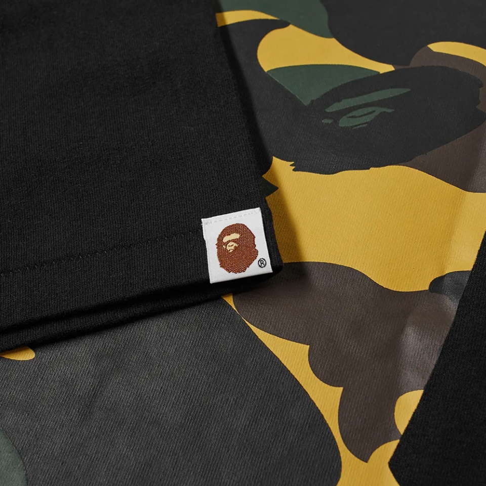 Футболка BAPE 1st Camo Big Ape Head Tee Black/Yellow