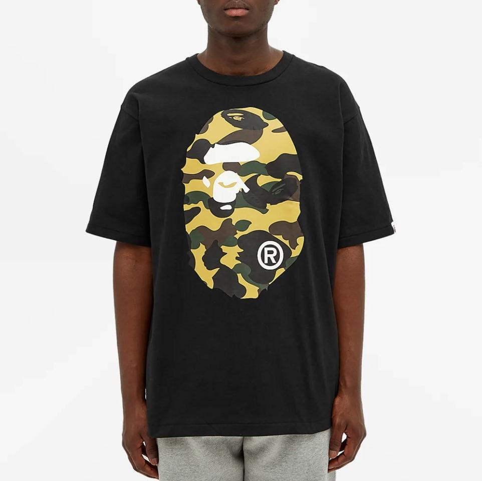 Футболка BAPE 1st Camo Big Ape Head Tee Black/Yellow