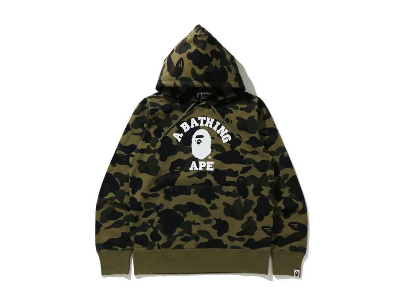 BAPE 1st Camo College Pullover Hoodie SS21 Green