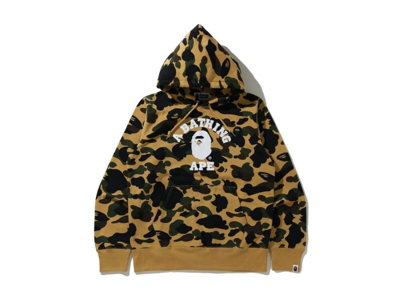 BAPE 1st Camo College Pullover Hoodie SS21 Yellow