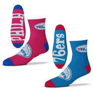 Mens For Bare Feet Philadelphia 76ers 2 Pack Team Quarter Length Socks