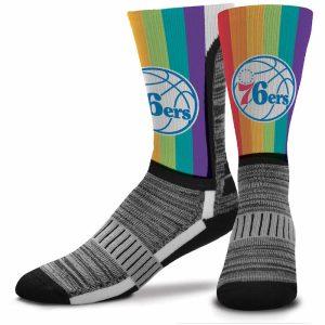 Mens For Bare Feet Philadelphia 76ers V Curve Rainbow Crew Socks