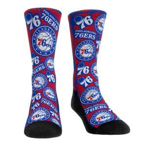 Mens Rock Em Socks Philadelphia 76ers Sketch Crew Socks