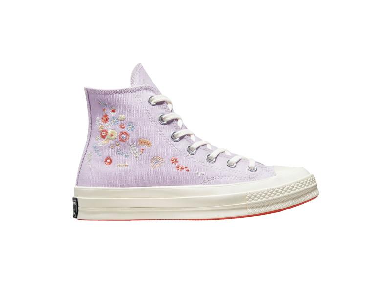 Wmns Converse Chuck 70 High Embroidered Floral Print Pale Amethyst