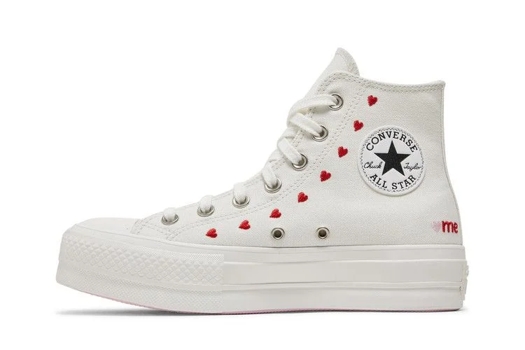 Converse Wmns Chuck Taylor All Star Lift Platform High 'Embroidered Hearts - White'