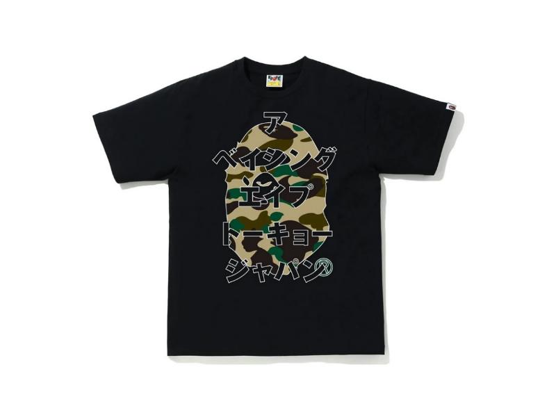 bape-1st-camo-japanese-letters-tee-black-yellow