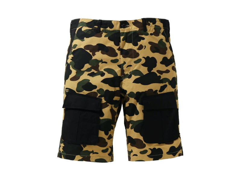 bape-1st-camo-multi-pocket-shorts-yellow