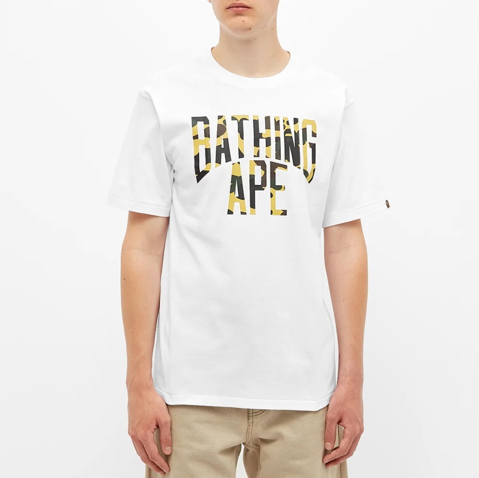 Футболка BAPE 1st Camo NYC Logo Tee White/Yellow