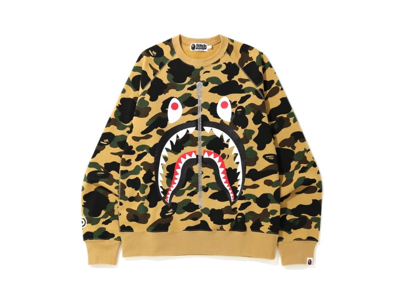 bape-1st-camo-printed-zip-shark-crewneck-yellow