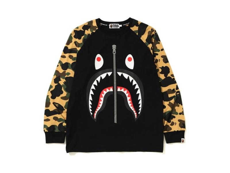 bape-1st-camo-shark-ls-tee-black-yellow