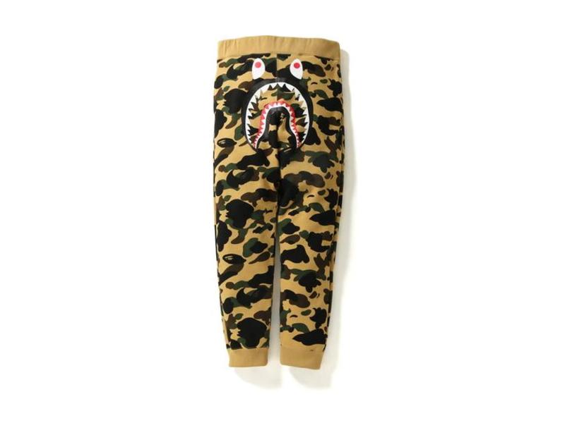 bape-1st-camo-shark-slim-sweat-pants-yellow