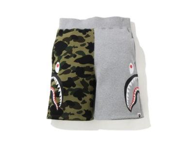 BAPE 1st Camo Side Shark Sweatshort Grey Green